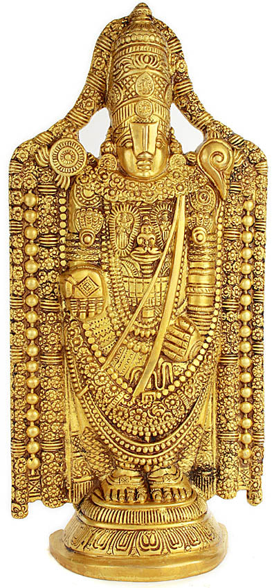 14" Lord Tirupati Venkateshvara Balaji Handmade Brass Sculpture