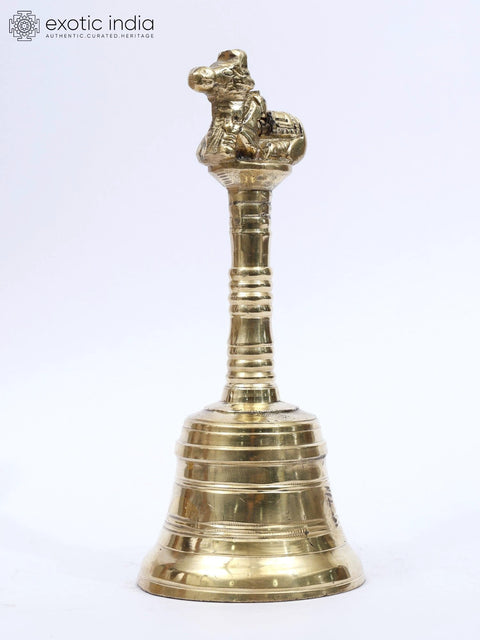 9" Handheld Nandi Bell in Brass | Handmade | Made in India