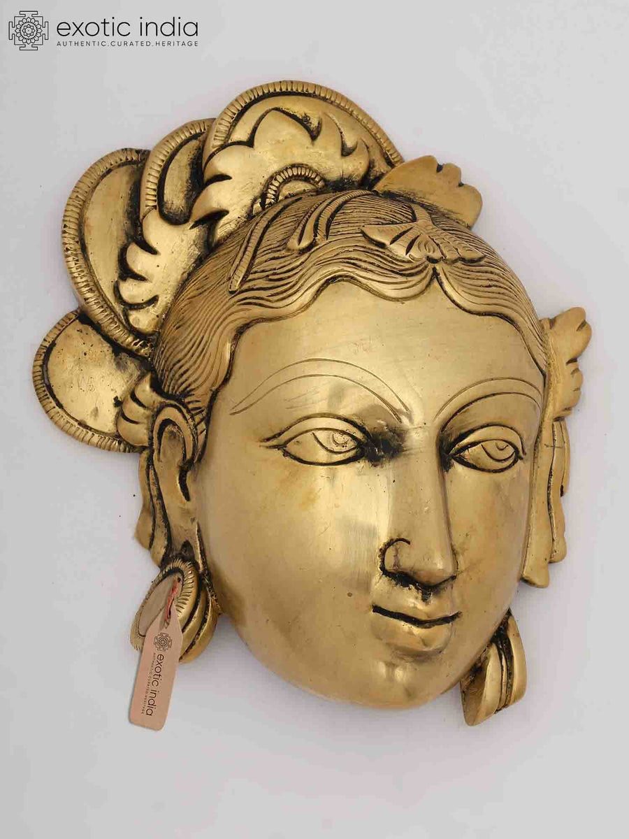 Brass Goddess Parvati Wall Hanging Mask Statue