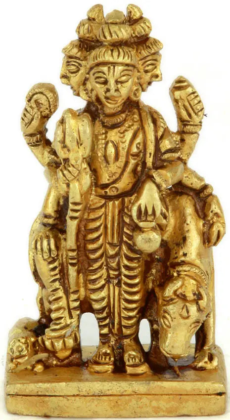 3" Lord Dattatreya Brass Statue Handmade