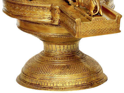 30" Mukhalinga with Snake Hood, Ganesha, Parvati, Karttikeya and Nandi In Brass | Handmade | Made In India