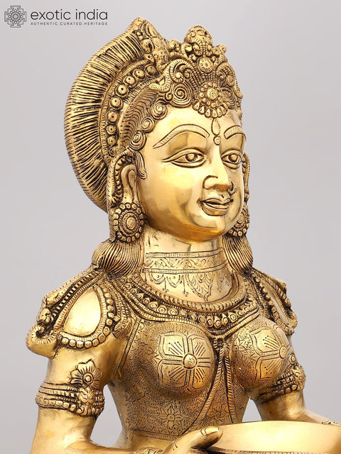 36" Large Deeplakshmi Statue in Brass
