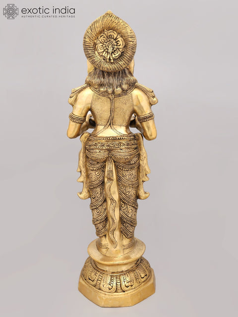 36" Large Deeplakshmi Statue in Brass