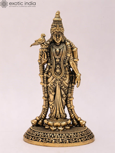 4" Small Superfine Goddess Meenakshi | Brass Idol