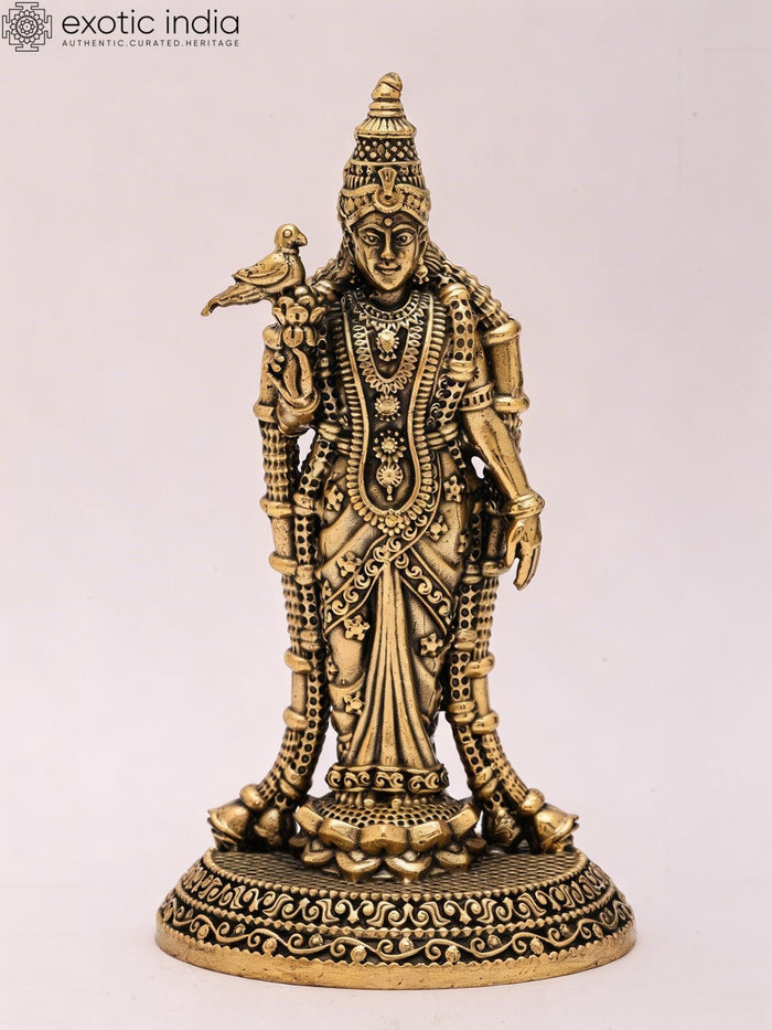4" Small Superfine Goddess Meenakshi | Brass Idol