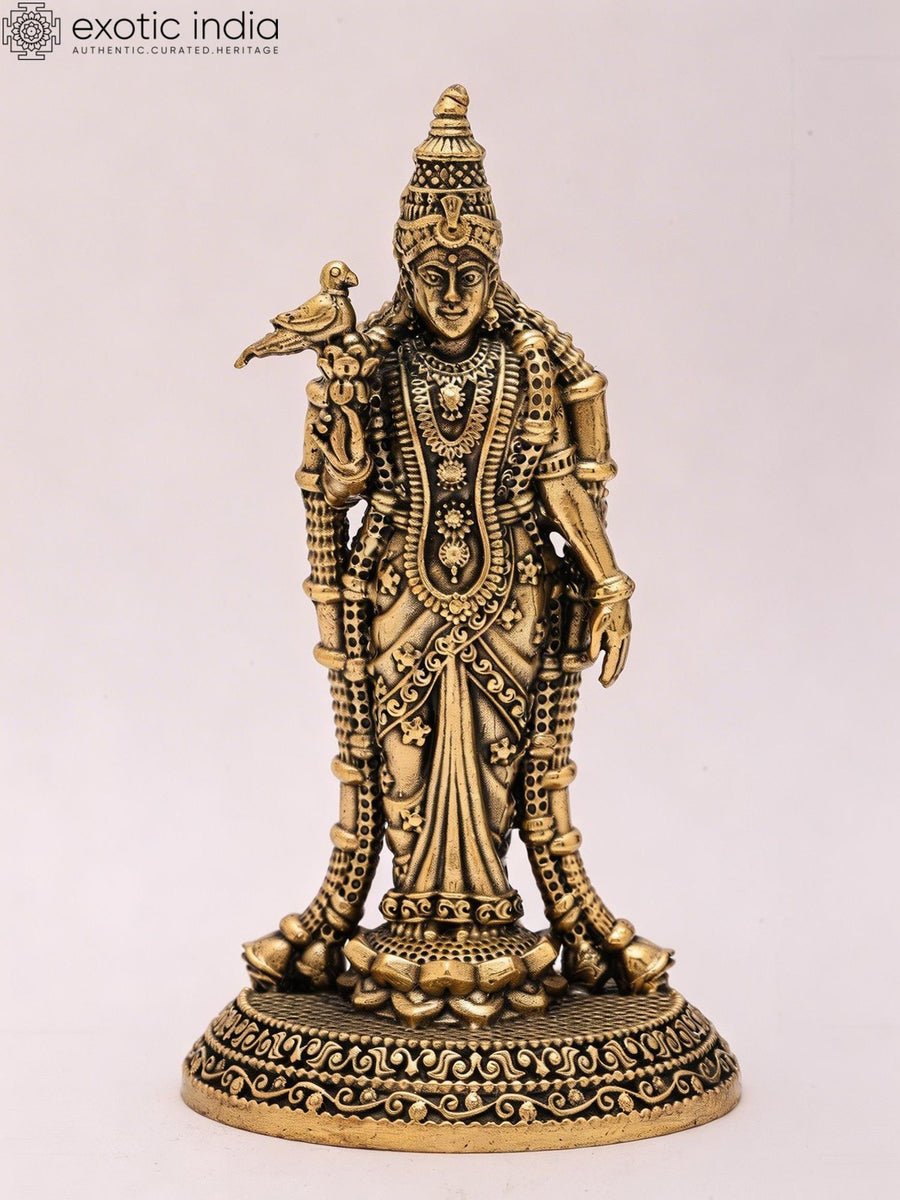 4" Small Superfine Goddess Meenakshi Brass Idol for Pooja