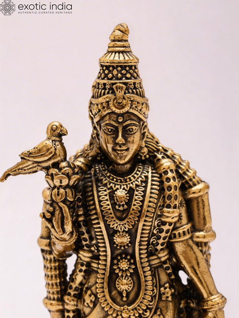 4" Small Superfine Goddess Meenakshi | Brass Idol