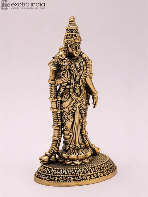 4" Small Superfine Goddess Meenakshi | Brass Idol