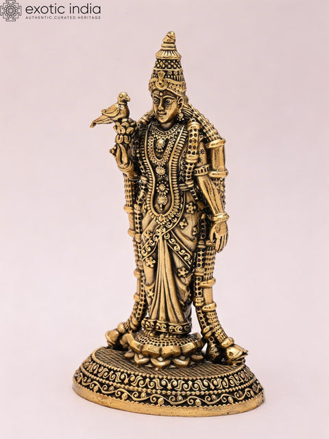 4" Small Superfine Goddess Meenakshi | Brass Idol
