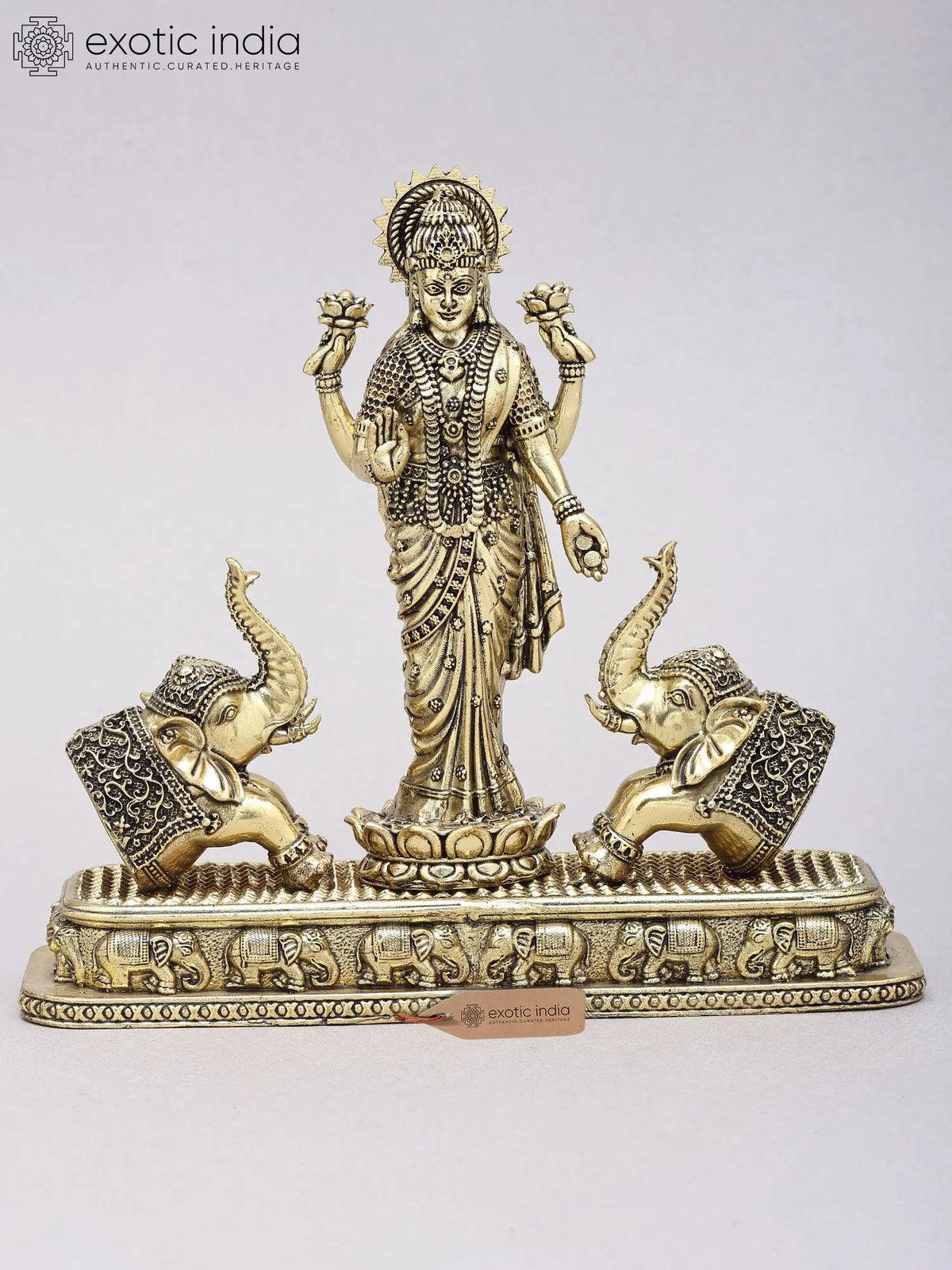 7'' Superfine Standing Goddess Gajalakshmi | Brass Statue