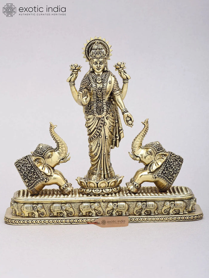 7'' Superfine Standing Goddess Gajalakshmi | Brass Statue