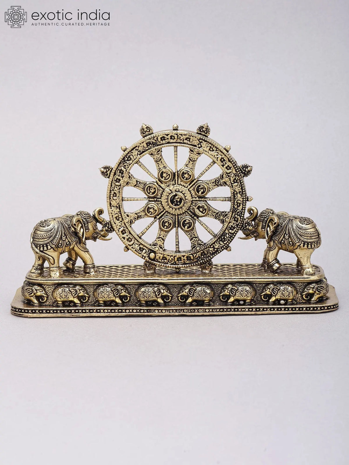 7'' Superfine Brass Konark Chakra with Elephants