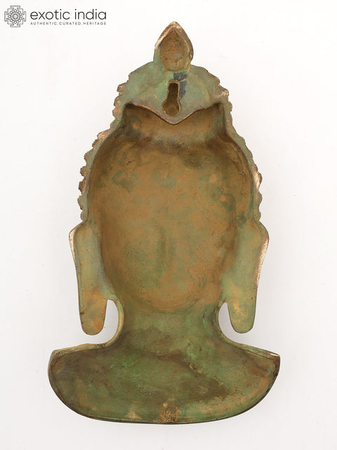11" Buddha Face Wall Hanging Mask | Brass Statue