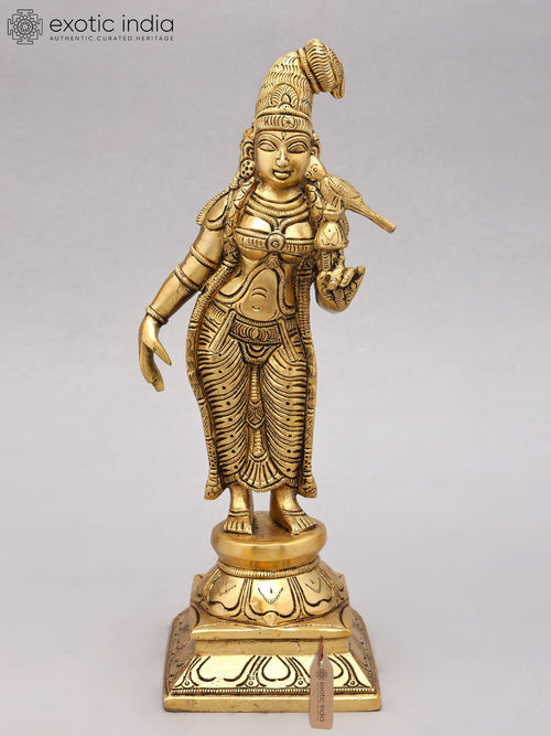 12" Goddess Andal Brass Statue For Pooja