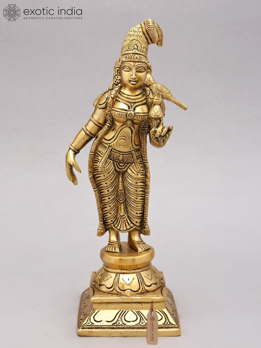 12" Goddess Andal Brass Statue For Pooja