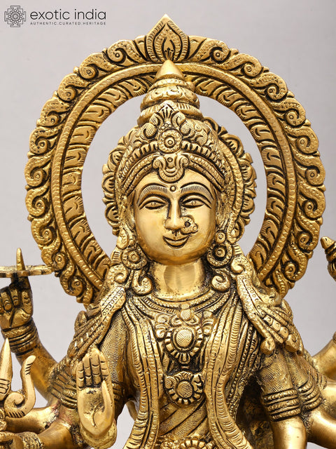 14" Goddess Durga (Sherawali Maa) | Brass Statue