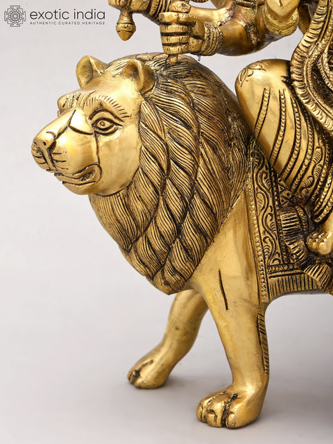 14" Goddess Durga (Sherawali Maa) | Brass Statue