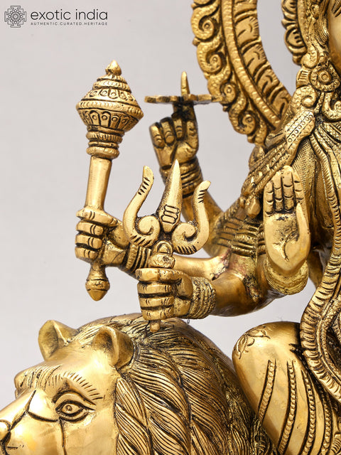 14" Goddess Durga (Sherawali Maa) | Brass Statue