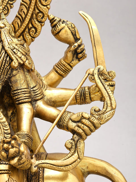 14" Goddess Durga (Sherawali Maa) | Brass Statue