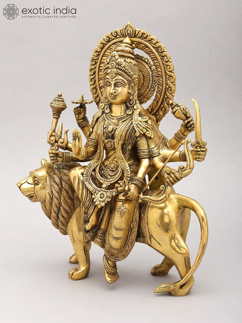 14" Goddess Durga (Sherawali Maa) | Brass Statue
