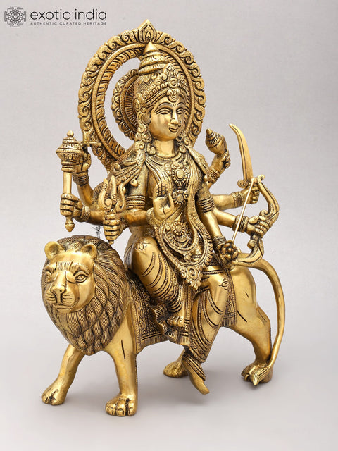 14" Goddess Durga (Sherawali Maa) | Brass Statue