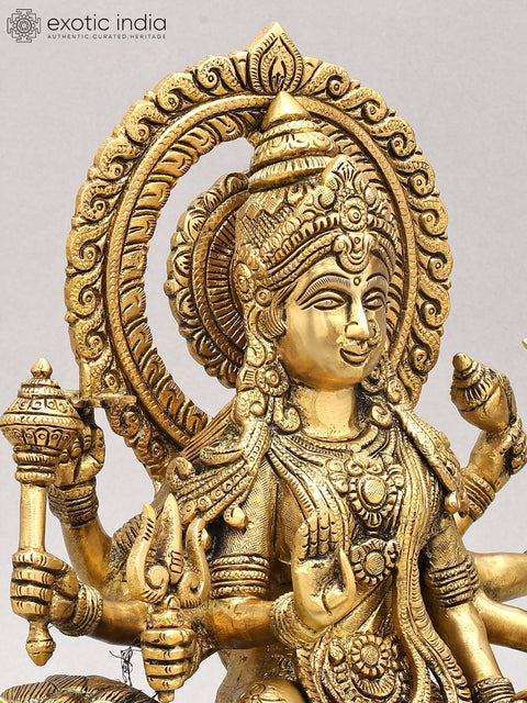 14" Goddess Durga (Sherawali Maa) | Brass Statue