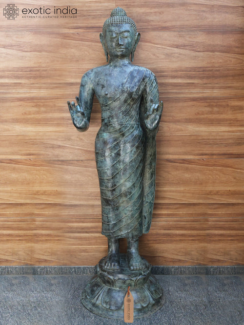 102" Huge Standing Buddha Karana Mudra Handmade Brass Sculpture