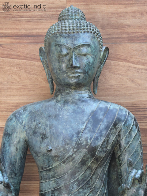 102" Huge Standing Lord Buddha in Karana Mudra | Brass Sculpture (Shipped by Sea Overseas)