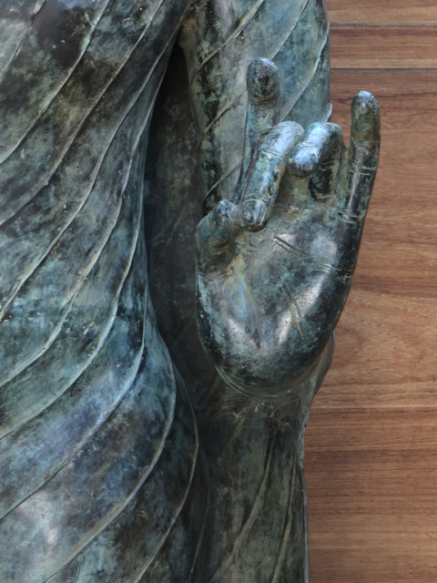 102" Huge Standing Lord Buddha in Karana Mudra | Brass Sculpture (Shipped by Sea Overseas)