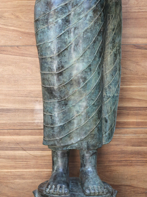102" Huge Standing Lord Buddha in Karana Mudra | Brass Sculpture (Shipped by Sea Overseas)