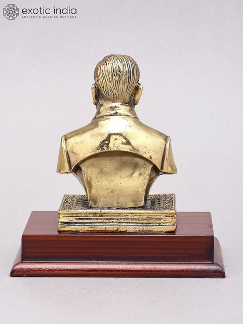 5" Small Baba Saheb Dr. B.R. Ambedkar Bust | Superfine Brass Statue on Wood Base