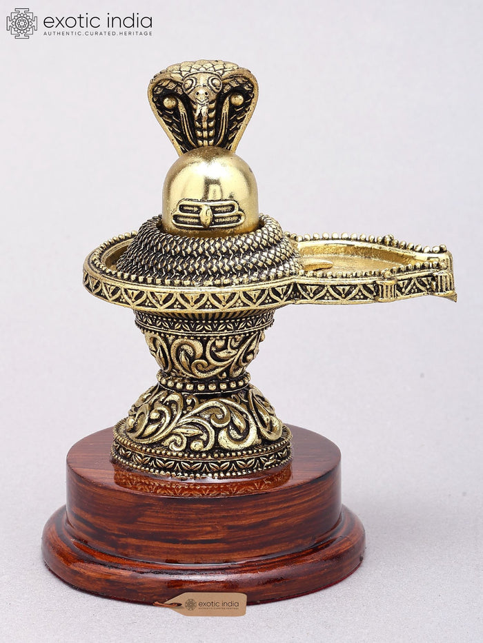 Superfine Brass Shivalinga on Wood Base