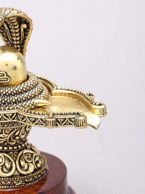 Superfine Brass Shivalinga on Wood Base