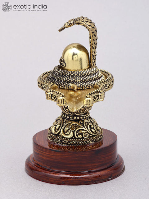 Superfine Brass Shivalinga on Wood Base
