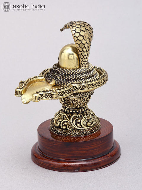 Superfine Brass Shivalinga on Wood Base