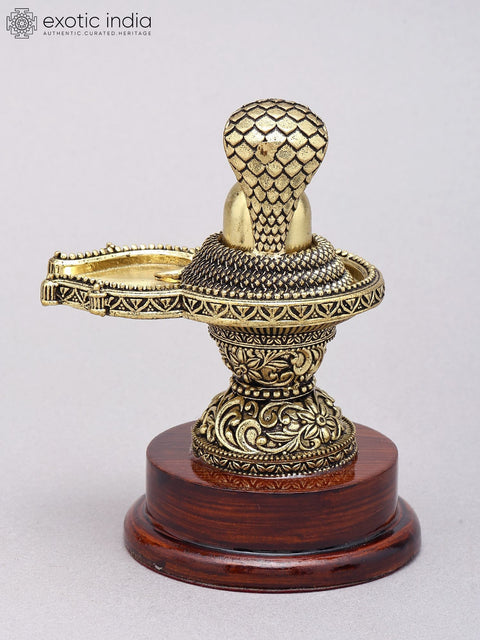 Superfine Brass Shivalinga on Wood Base