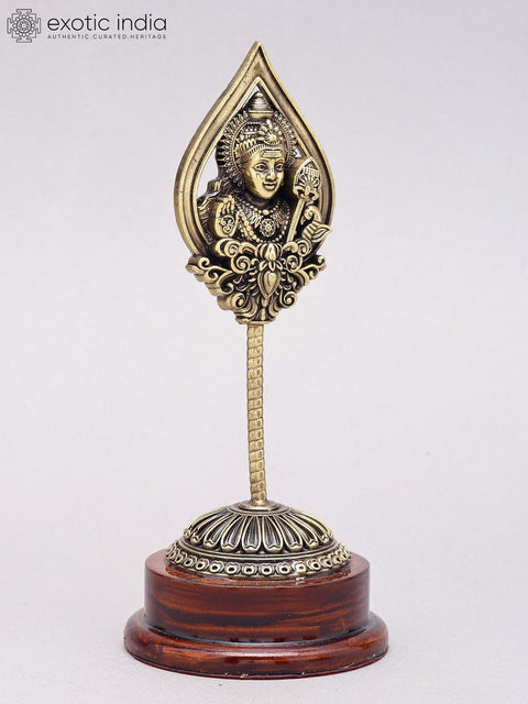7" Superfine Lord Karttikeya Vel in Brass on Wood Base