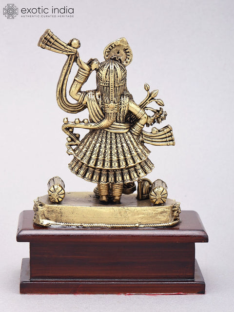 6" Small Superfine Shrinathji Idol | Brass Statue on Wood Base