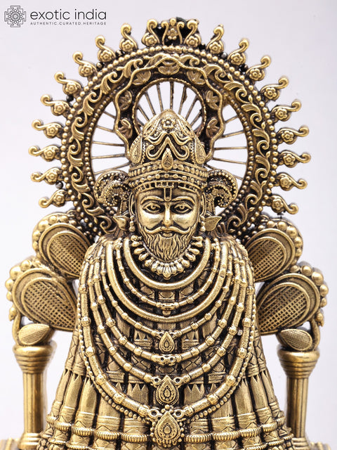 6" Small Superfine Khatu Shyam Ji | Brass Idol on Wood Base