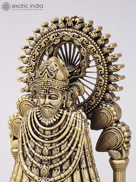 6" Small Superfine Khatu Shyam Ji | Brass Idol on Wood Base