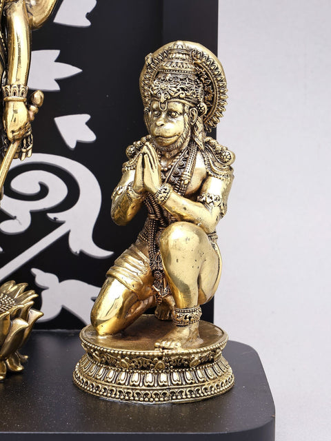 12" Superfine Standing Lord Vishnu with Garuda and Hanuman | Wood Framed Brass Statue