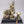 12" Superfine Fluting Krishna with Cow and Calf and Oil Lamps | Brass Statue on Wood Base