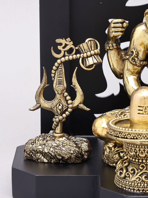 12" Lord Shiva in Meditation with Shivling and Trishul | Hindu Temple Decor Statue