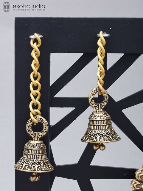 12" Superfine Goddess Saraswati with Peacock Lamps and Bells | Brass Statue with Designer Wood Frame