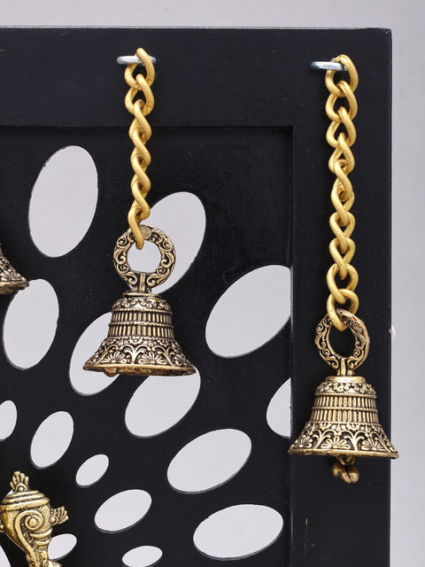 12" Designer Wood Framed Superfine Tirupati Balaji (Venkateshvara) Statue in Brass with Goddess Lakshmi Lamps