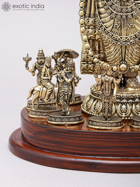 13" Superfine Tirupati Balaji (Venkateshvara) with All Dashavatara | Brass Statues on Wood Base