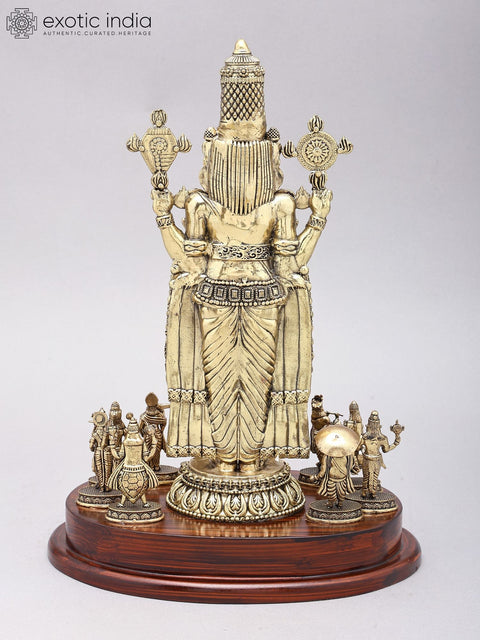 13" Superfine Tirupati Balaji (Venkateshvara) with All Dashavatara | Brass Statues on Wood Base