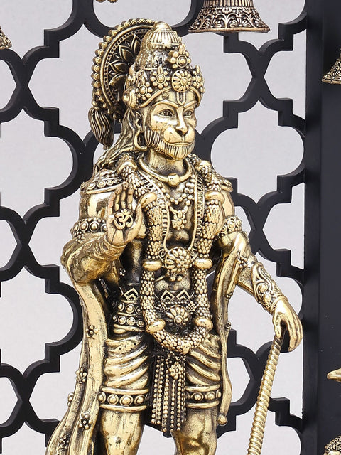 12" Superfine Standing Lord Hanuman in Blessing Gesture with Designer Wood Frame