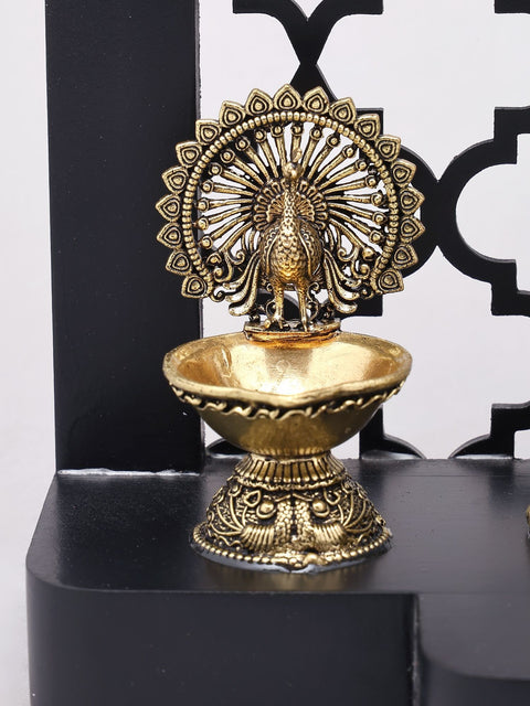 12" Brass Superfine Lord Krishna Playing Flute with Jali Design Wood Frame