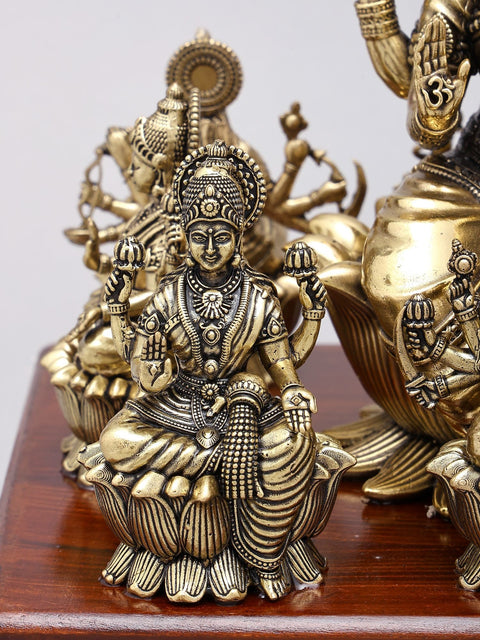 8" Superfine Brass Ashtalakshmi Statues on Wood Base